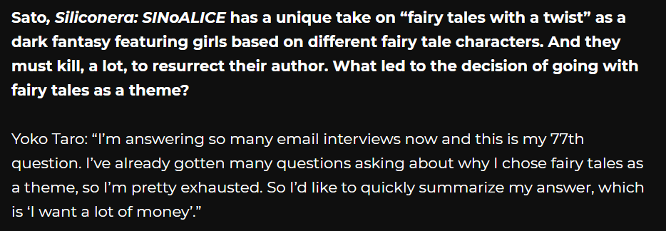 SuperFoxcade's tweet image. I want to be Yoko Taro when I grow up