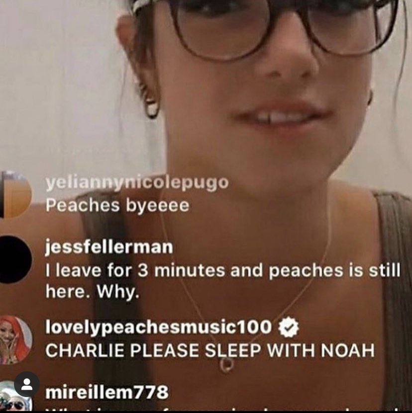 the first two pictures are 2 screenshots from Charli’s live the other day. Peaches inserts herself once again to make disgusting comments. She also constantly posts these comments and would end up deleting them 5-10 min later, as if anyone wouldn’t see (something she does a lot)