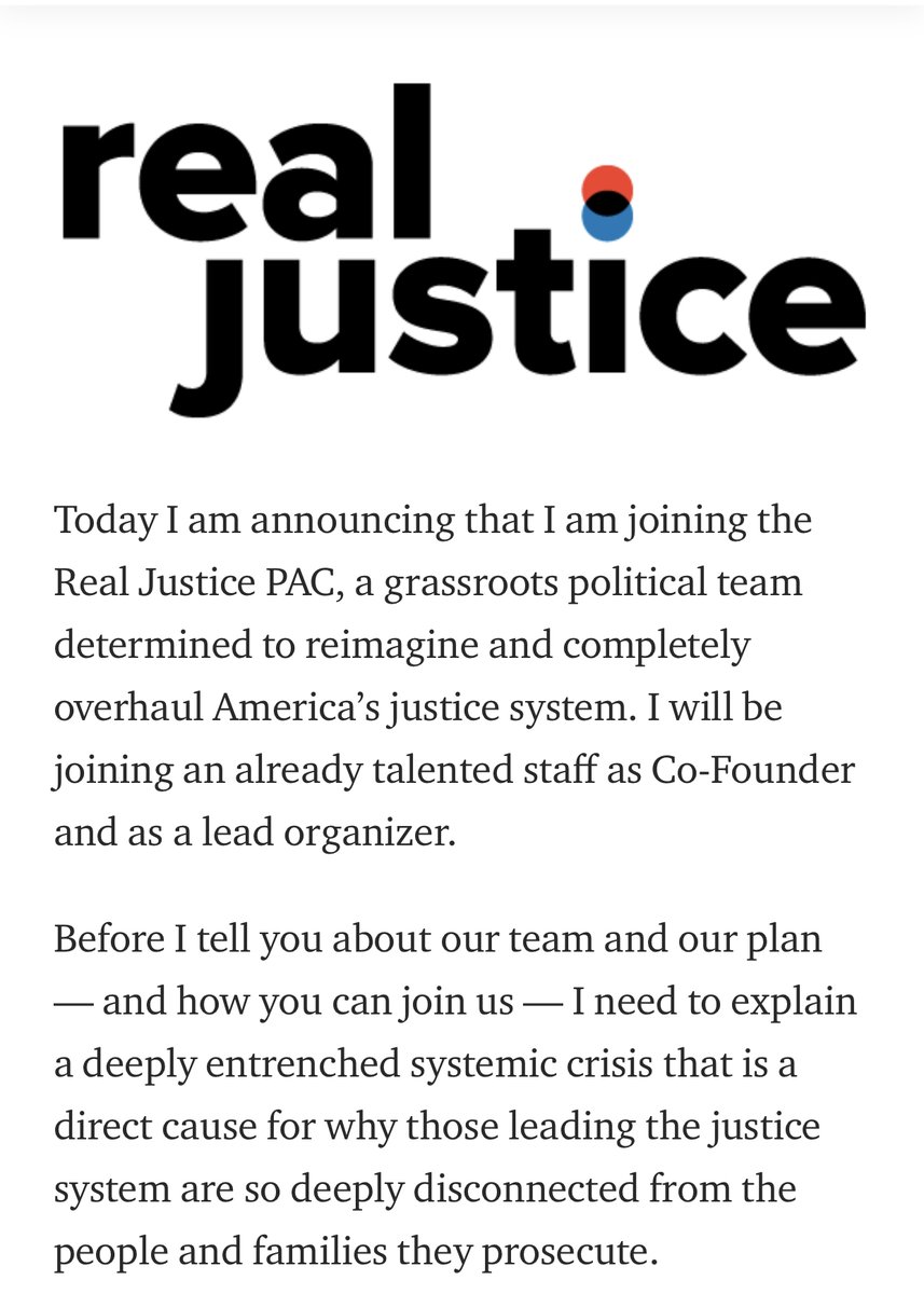 Also in 2018, he announces that he's cofounder of a new PAC focused on electing prosecutors: The Real Justice PAC.Now, the messaging turns up.