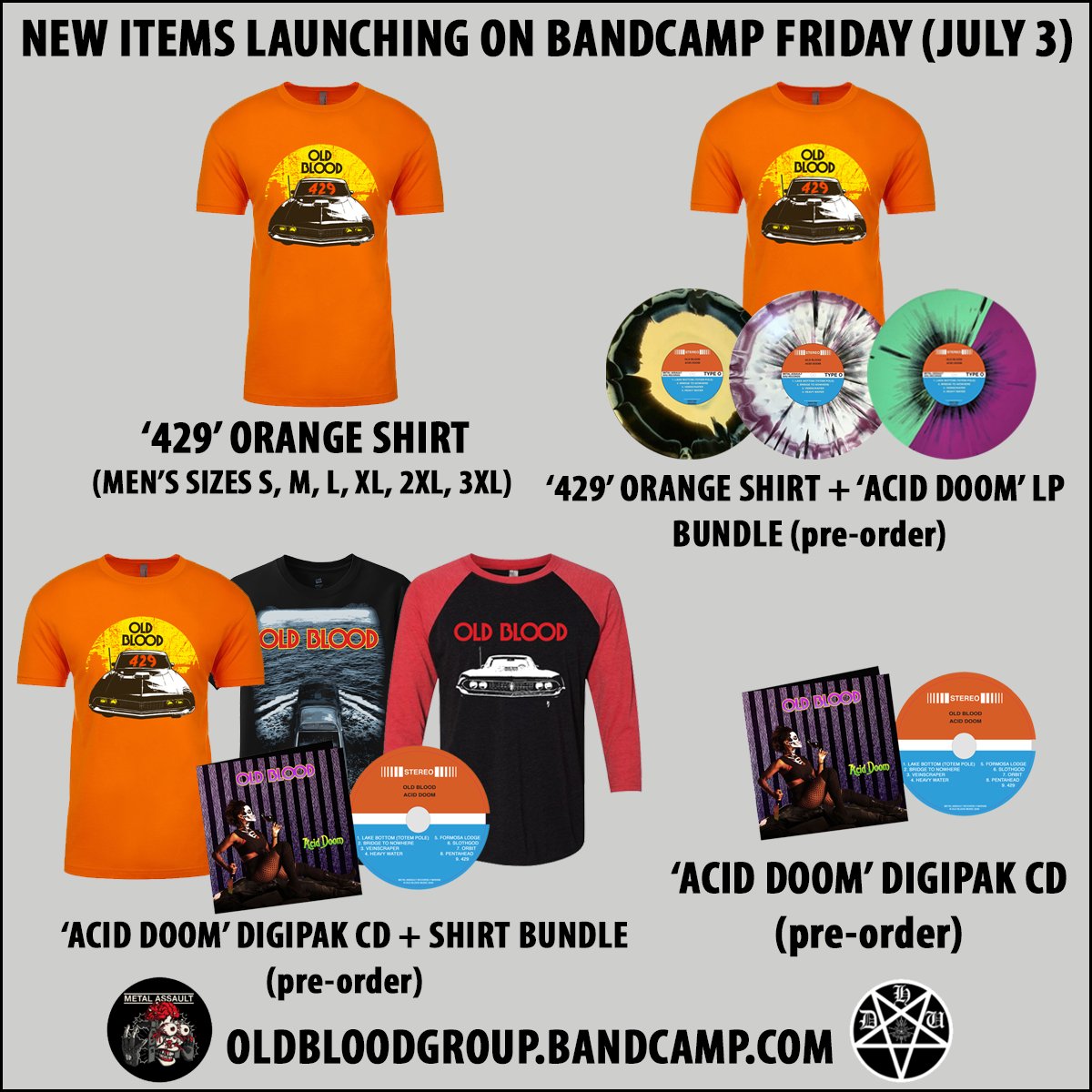 Oldbloodgroup's tweet photo. Just a friendly reminder, #BandcampFriday is almost here, and so are all these new merch items! Mark your calendars ... there will be Blood ...

https://t.co/pr9a9KqOKm https://t.co/agNPJ93979
