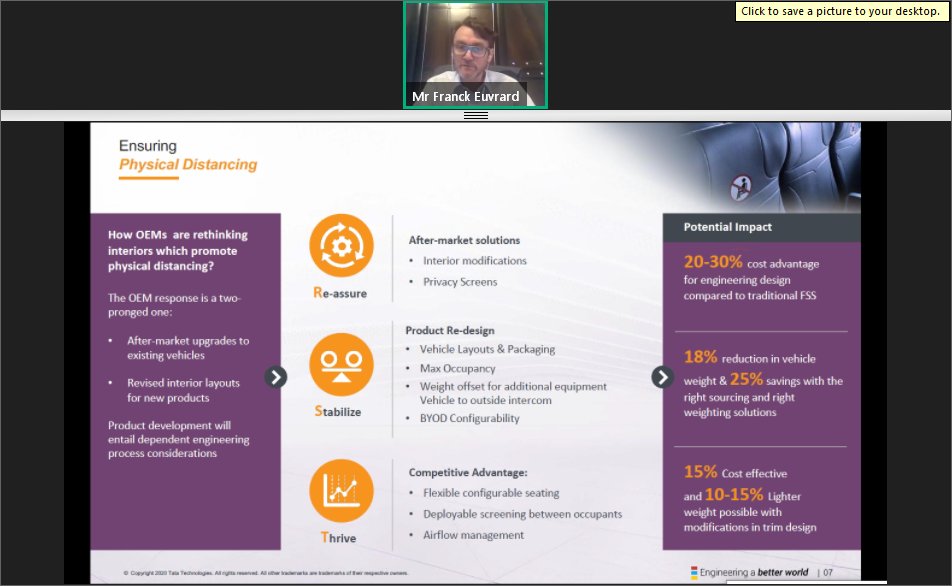 itsme_Anirudh's tweet photo. Franck Euvrard, EVP &amp; Global Head - R&amp;D, @TataTech_EU, throws light on Vehicle #Engineering RESET; how OEMs think on #auto Interiors, #healthcare centric features &amp; enabling Virtual Product Engg in #NewNormal amid #COVID19
@AutoTechReview1 #CTORoundtable #webinar @TataTech_News https://t.co/omypxS1KsG