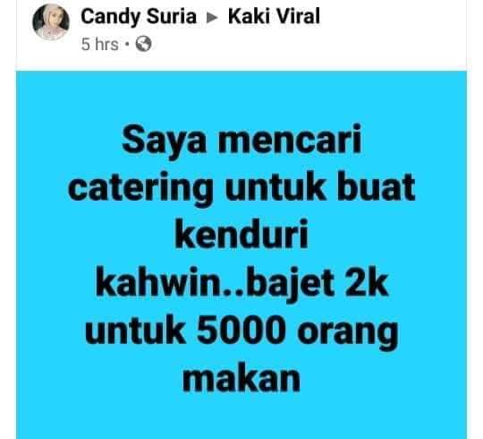 JashJafri's tweet photo. Ni bajet 2k utk 5000 org mkn🤣..
Dik baik adik nikah ja..
duit lebih beli emas pulut dakap tu🤣🤣 https://t.co/OknH1E96rf