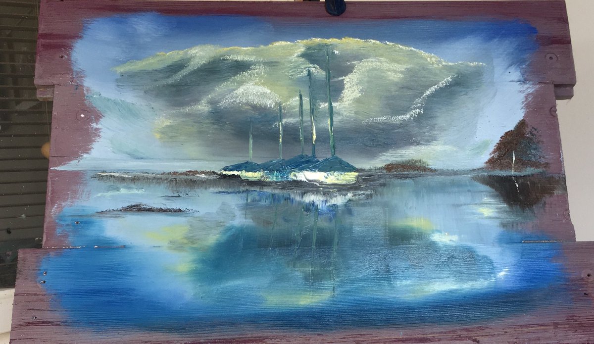 tomthebrus's tweet photo. Yesterday’s painting   Pallet knife work using thick layers of oil paint combine various coloured with titanium white . https://t.co/XswvfxYxCv