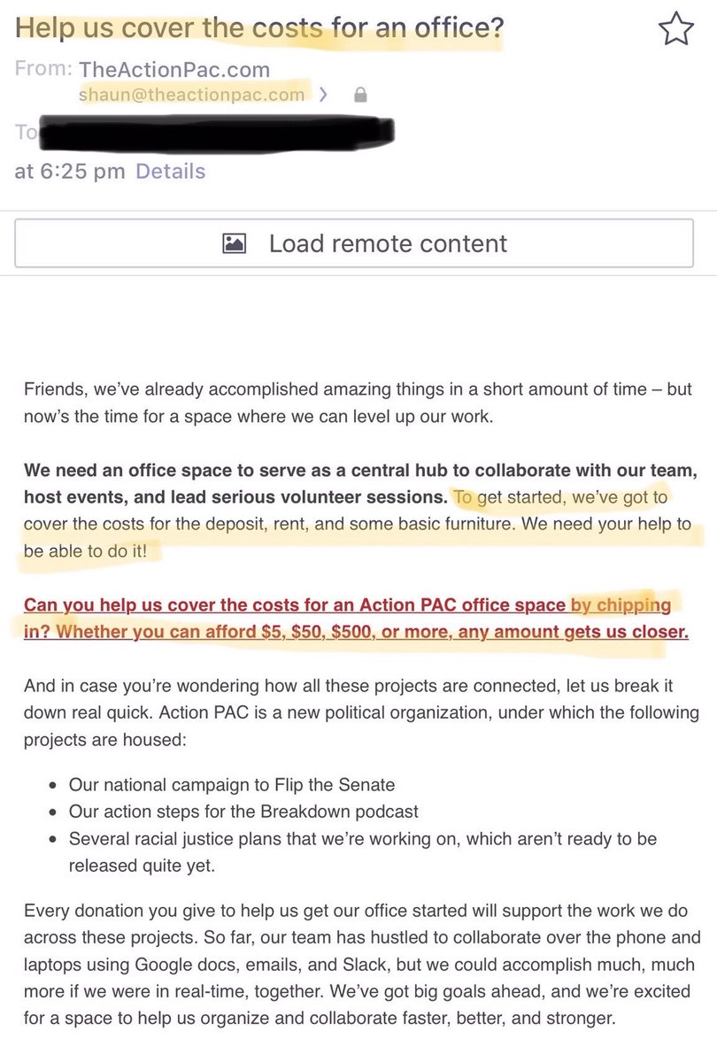 Latter 2019, time for a 2nd round of North Star fundraising.Also, he found a really great space in Brooklyn for the Action Pac and need money for the deposit and furnit - oh, wait, did I mention there was another PAC?