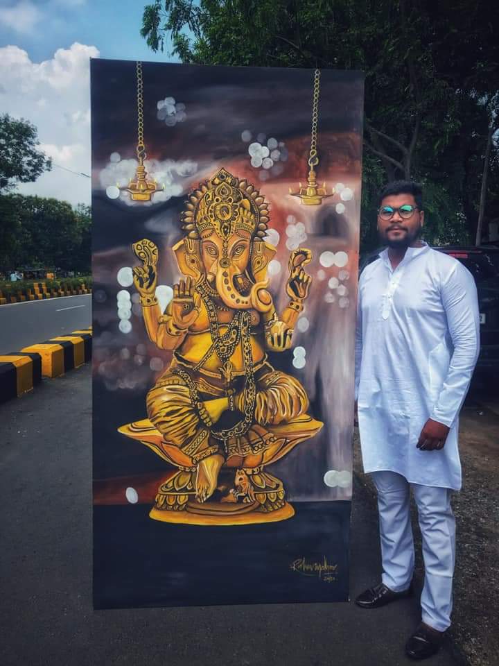 CreartCreation's tweet photo. Ganesha  || S🔴LD ||
90x42 inches
Mixed media on canvas.
Finally the painting is completed and sold on (29/06/2020).It’s a painting of lord Ganesha looks like a sculpted texture painting.
If anybody want this type of canvas painting 
Contact:7061148813.
#lordganesha https://t.co/09vQcacdPP