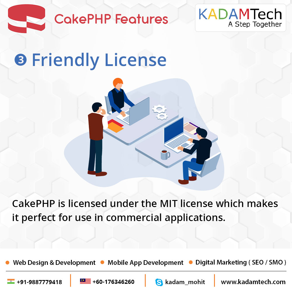 KadamTech1's tweet image. #CakePHP_Features
Friendly License: #CakePHP is licensed under the MIT license which makes it perfect for use in Commercial applications.
Hire #CakePHPDeveloper at #KadamTechnologies: A #Web & #Mobileappdevelopment company in India.
kadamtech.com | Skype: kadam_mohit