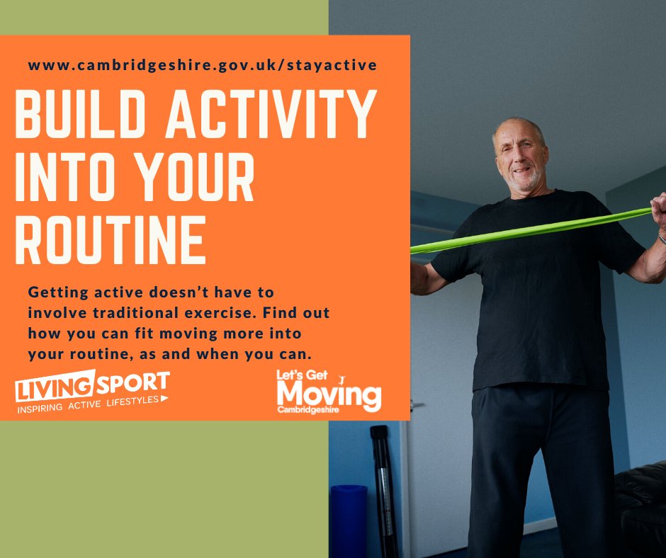 When you’re managing a long term health condition, being active is about finding what works for you. <a href="/LetsGMCambs/">Let's Get Moving!</a> are offering FREE advice and tailored support for those who want extra help to be more physically active: letsgetmovingcambridgeshire.co.uk/join-in #StayActive bewellcambridgeshire.co.uk/stayactive