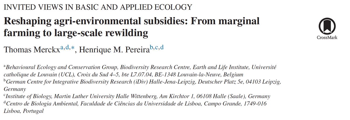 1/ Today’s  #rewildingscience paper recommends a 2 tier agricultural subsidy scheme for the EU. 1 Tier focused on promoting intensive but sustainable farming on productive/fertile land and the other Tier supporting  #rewilding of large low productivity areas for biodiversity.