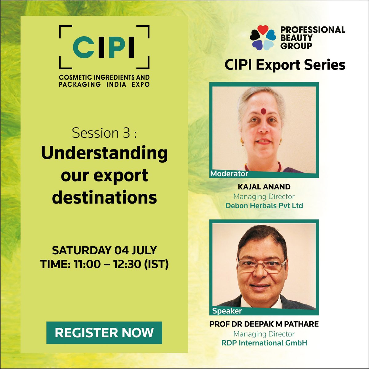 Join us for the third session in the CIPI Export Series Masterclass on – ‘Choosing your export destination’- with our speaker, Dr Deepak Pathare, Managing Director, RDP International GmbH

Register today - bit.ly/2YPvjTO

#Cipiwebinar #cipidigitalseries #cipiexportseries