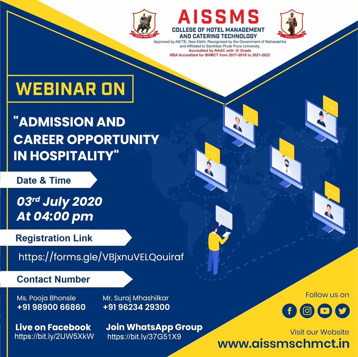 AISSMS_CHMCT's tweet photo. Admissions 2020 https://t.co/l37TF6ln3D