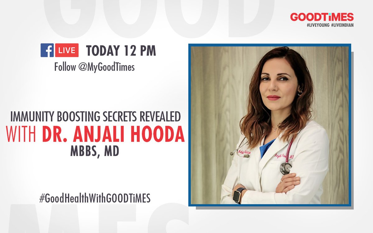 ndtvgoodtimes's tweet photo. Today's Line-Up:

Dr. @Anjalihooda reveals #immunity boosting secrets at 12 PM #GoodHealthWithGOODTiMES

Singer-Songwriter @jasleenroyal's #LockdownConfessions with @pujat_GOODTIMES at 5 PM
#GoodVibesWithGOODTiMES https://t.co/CISrKPf3ZE