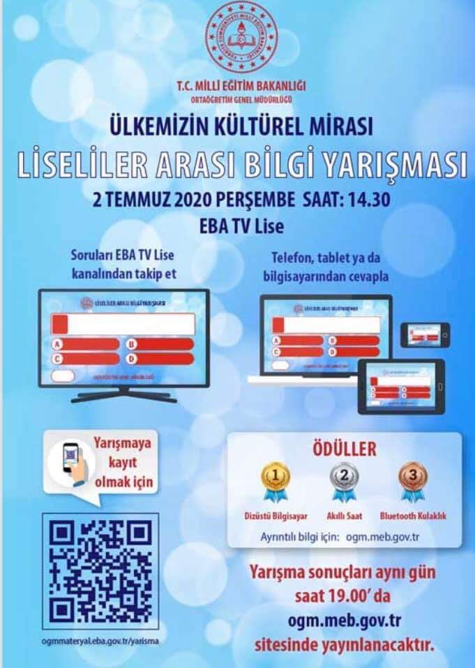 Değerli öğrencilerimiz; Kayıt olarak 14:30’daki Liseliler Arası Bilgi Yarışmasına katılabilirsiniz.