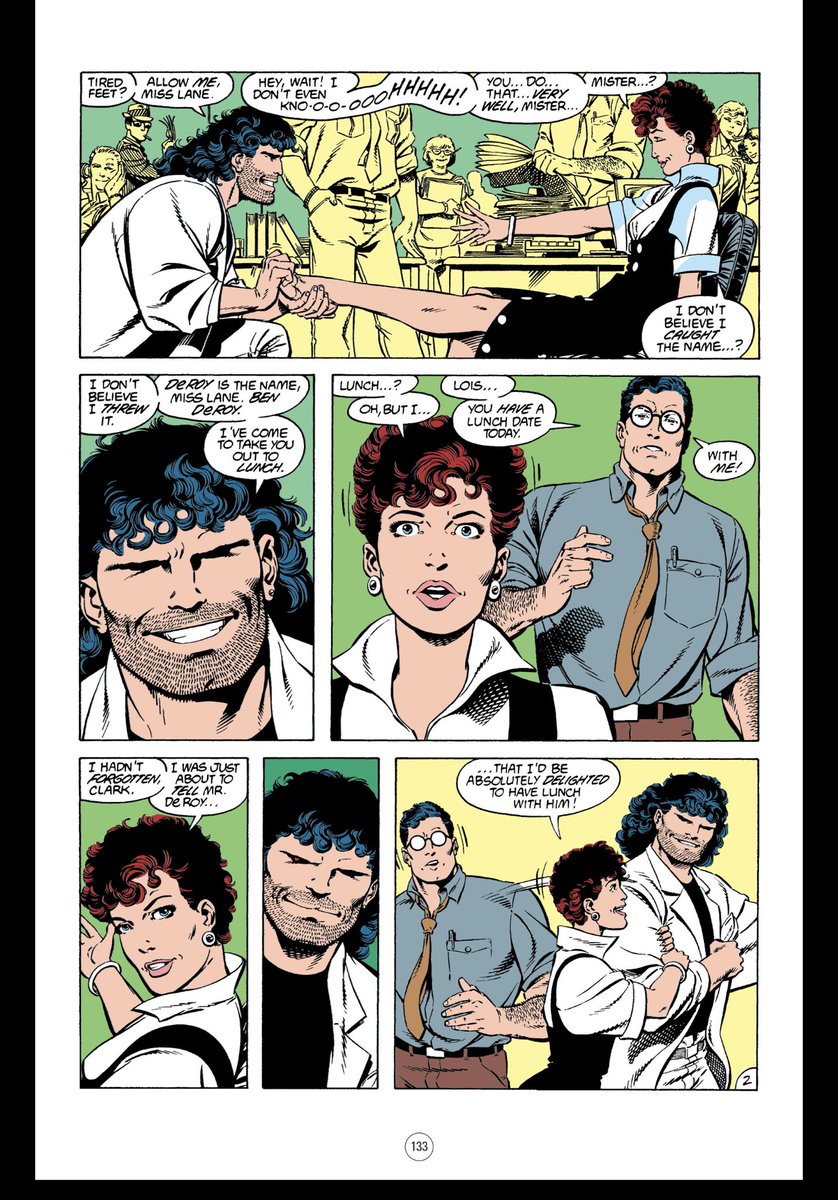 Here are the first two and last two pages of this issue. Now while the characterizations are a bit dated, the drama is not. This is pure Lois and Clark drama, they just keeep missing each other. I love it.