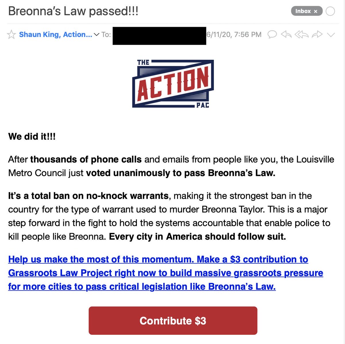 ...and then there's still been asks from The Action Pac, the Grassroots Law Project (and the fundraisers many of you have been giving to, like  #RunForAhmaud, that are under the Grassroots Law Project), and who knows what else is in everybody's inbox...