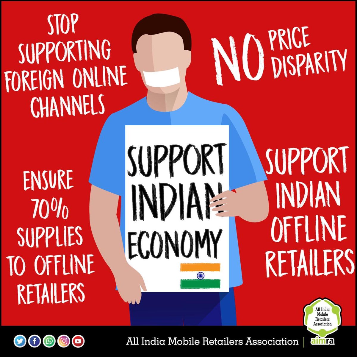 AimraIndia's tweet photo. We request all Brands to supply 70% stocks to Local retailers. This has become of vital importance for the survival of local retail &amp; the Indian economy. Also ensure provision of 100% made in India.  #MakeInIndia #VocalForLocal #AtmaNirbharBharat #SaveMobileRetailers https://t.co/qqwU6tTVHY