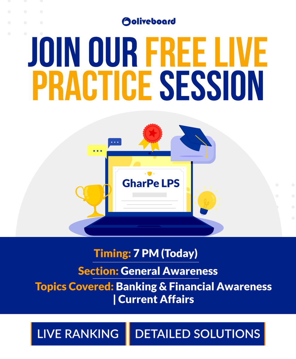 Oliveboard's tweet photo. [Today at 7 PM] GharPe LPS | SBI PO Special: Free Live Practice Session for GA. Don't Miss It! Join here: https://t.co/r7GeqSyE0i

#Oliveboard #LPS #LivePracticeSession #FreeLPS #TopFaculty https://t.co/QI2AFZF8UK