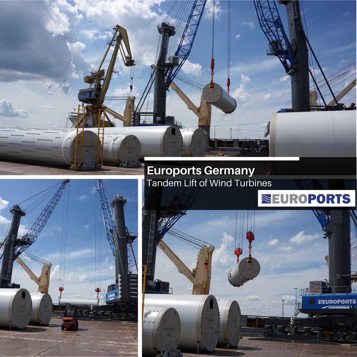 A peek behind the scenes of our Euroports General Cargo Terminal (GCT) in Rostock 🇩🇪 handling of Wind Turbines in tandem lift.

Thanks to all team members and our customer Siemens Gamesa Renewable Energy for this impressive project. 🔝💯
#Euroports #EuroportsGermany #WindEnergy