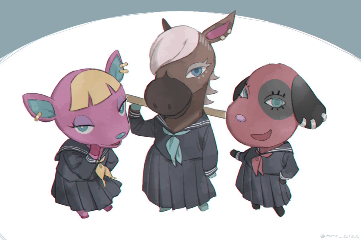 school uniform furry serafuku multiple girls skirt blonde hair blue eyes  illustration images