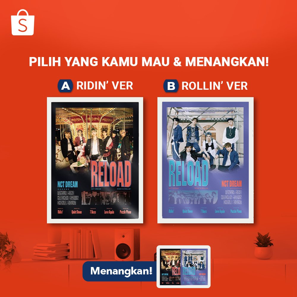 NCT-zen! Hari ini Shopee mau GIVEAWAY Album NCT Dream - Reload Album! Caranya:

1. FOLLOW <a href="/ShopeeID/">Shopee Indonesia</a>
2. RT &amp; LIKE tweet ini
3. REPLY pilihan kamu pakai #ShopeeGiveawayAlbum SEBANYAK-BANYAKNYA
4. Bukan akun quiz hunter

Pemenang dipilih ACAK &amp; diumumkan 7 Juli 2020.
Goodluck! 🧡