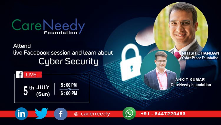 careneedy's tweet photo. Join Us For the Most Important Live Session  "CYBER SECURITY" In Today's Time. To BE Safe From Frauds, Harassment, Bulling etc. 
Let's Learn About Cyber Security And Make Our-self Secure.
Live session @ https://t.co/SubUD18HAi 
 #CyberSafety #CyberAttacks #WomenSafety #CareNeedy https://t.co/cxMkg70q5M