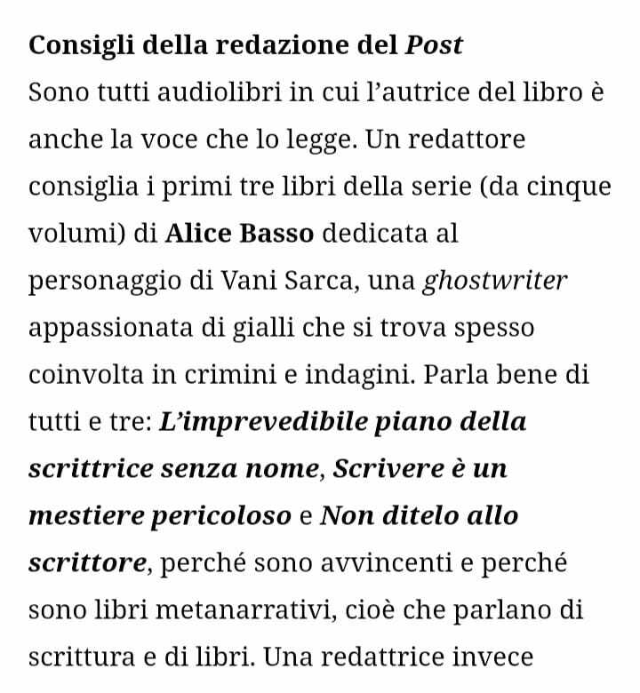 E mentre io affronto facendomela sotto come una poppante (ma anche altrettanto allegra, eh!) il primo giorno di vita di Anita e di "Il morso della vipera", mi arriva questo regalo dal Post che consiglia i miei audiolibri su Vani 🙃
(Presto arriva il q… https://t.co/NM1zjqMwlS https://t.co/Y0wMa2XeGP