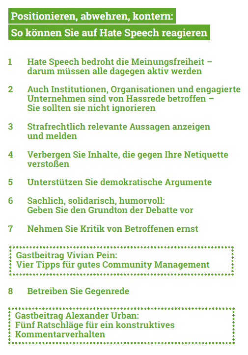 NoHateSpeechAT's tweet photo. „Positionieren, abwehren, kontern: So können Sie auf #HateSpeech reagieren“
ist ein Kapitel der Broschüre „Menschenwürde online verteidigen – 33 Social Media-Tipps für die #Zivilgesellschaft“ der @AmadeuAntonio-Stiftung: 
https://t.co/RyDXrqwmra #gegenHassimNetz #digitaleCourage https://t.co/oWkHVJdA58