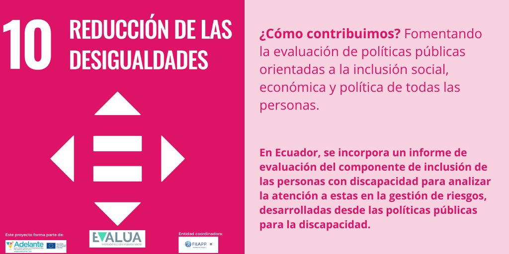 🙌En la Evaluación del Plan de Reconstrucción Terremoto 2016 #Ecuador trabajamos con <a href="/BtG_project/">Bridging the Gap</a> para:
 
📌Incorporar la visión de #evaluación de la atención a las personas con discapacidad
 
Y además contribuimos al #ODS10 👇