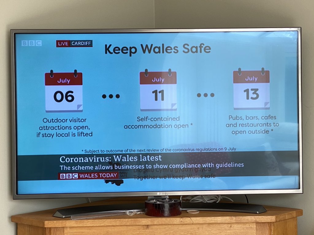 Parks in wales should be able to open for self contained self catering accommodation from the 11th July provided conditions remain the same @BHHPA