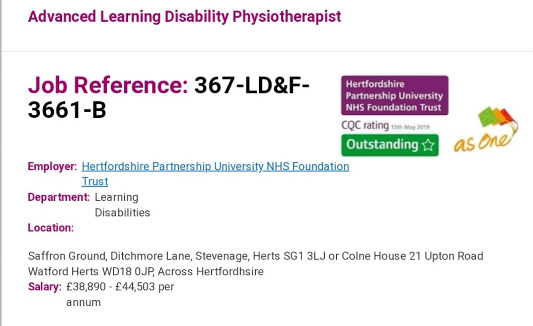 AlysEvered's tweet photo. There is a great opportunity in Hertfordshire to join a wonderful Learning Disabilities Team. To apply search the below job reference or follow this link: https://t.co/U4cfHiXHzY @HPFT_NHS @HannahMeara @EmmaLLaw_ @SallyJudges @NHSEngland #ldphysio  #physiojob  #nhsjobs https://t.co/t650Qne7kr