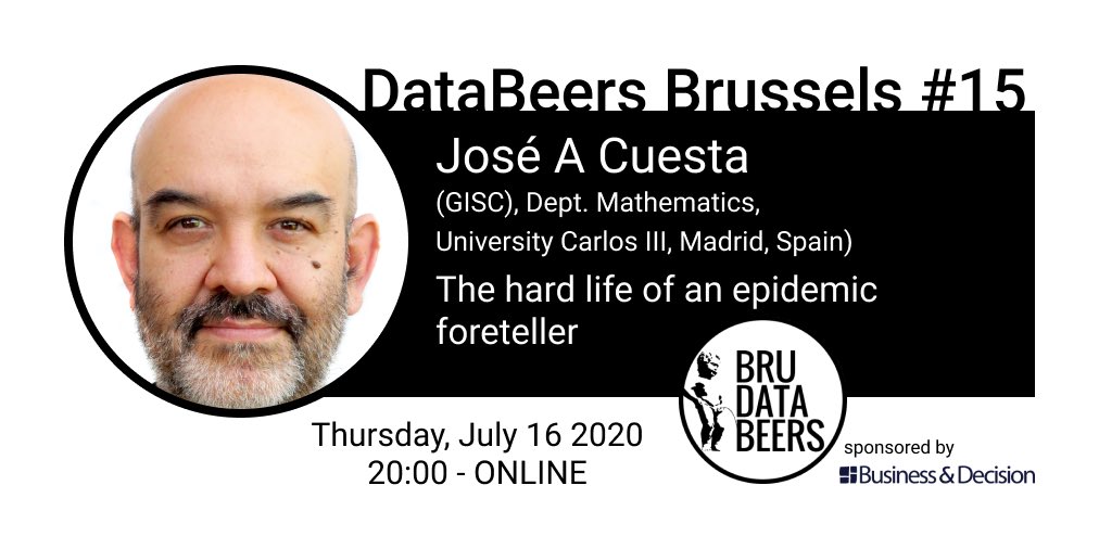 DataBeersBru's tweet photo. 🎉 We’re excited to announce our first speaker, José A Cuesta for the 15th edition of #databeers #brussels! 

He will discuss “the hard life of an epidemic foreteller”

⏰ Don’t forget registration opens today at 17h 👉 https://t.co/bnUucTjVo4 https://t.co/lEnS3gLk82