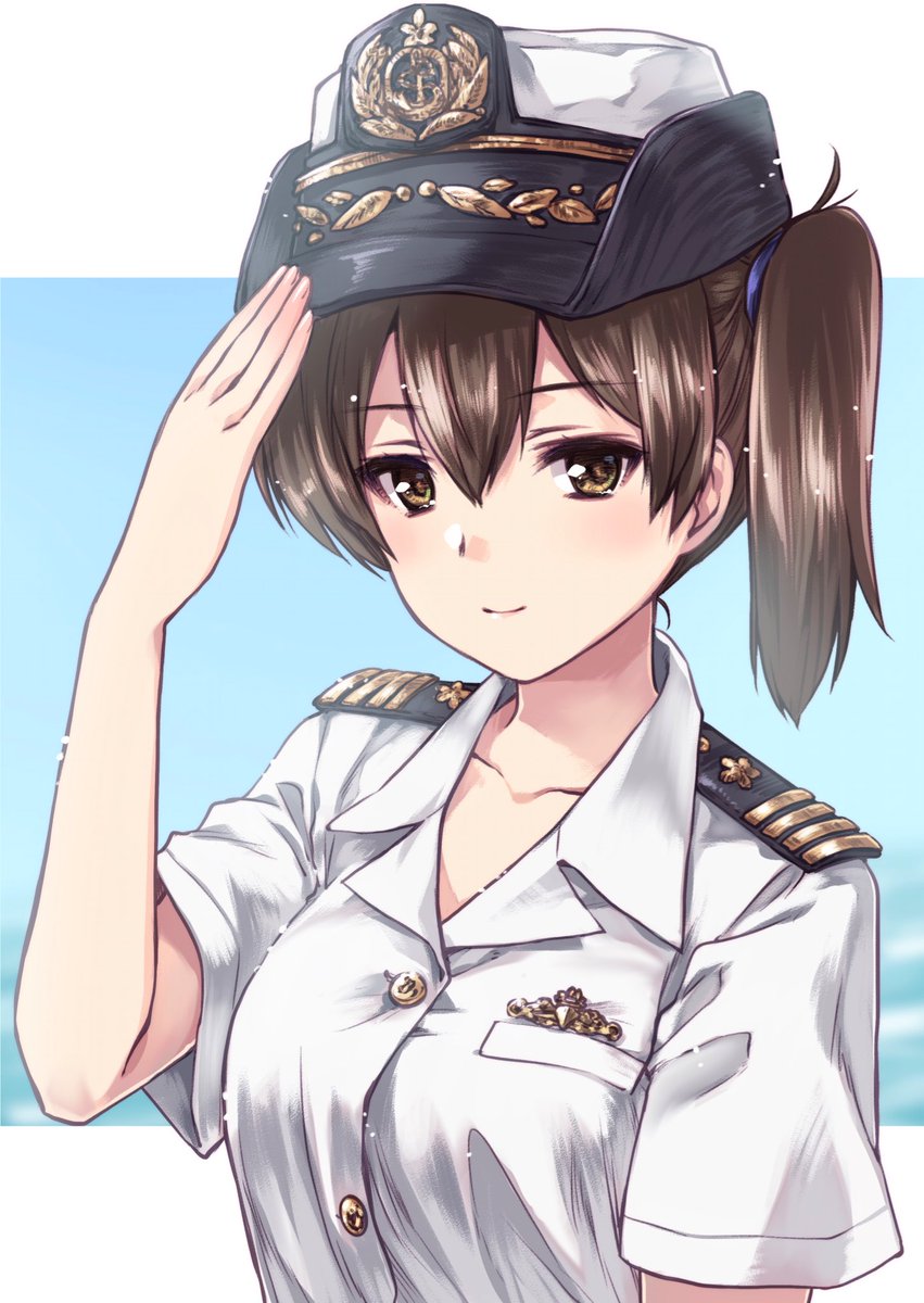 加賀(艦隊これくしょん) 「先日からまた開けてみたSkebで、納品した加賀さん。この前描いた鹿島さんとおそろ」|みめい🖤🥞4/16京都結ｻｸ2🎸G-27のイラスト