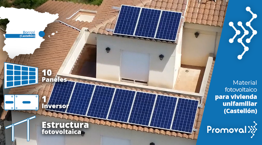 Promoval's tweet photo. In June we made #selfsufficient to 🏠 a new #home in our country, this time in #Castellón. ✅ With a simple and #economic solution consisting of 10 #Trunsun panels, 1 #inverter @FimerSpa and #coplanar #structure, they will considerably 📉 reduce this home #energy #consumption. https://t.co/K6Jl45RCfF