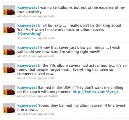 Les réponses de Wal-mart, iTunes, Spotify et éventuellement de l'ensemble des États-Unis ont été de lui retirer l’entièreté de ses droits.Kanye a toute suite Réagi sur Twitter : "Je veux vendre des albums mais pas au détriment de ma vraie créativité."