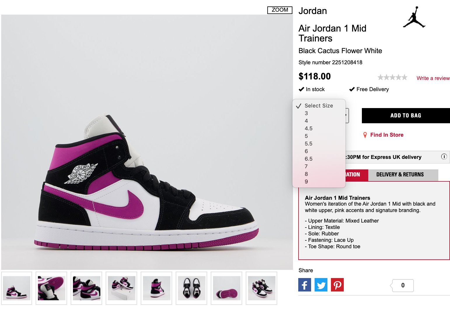 air jordan 1 mid black cactus flower white
