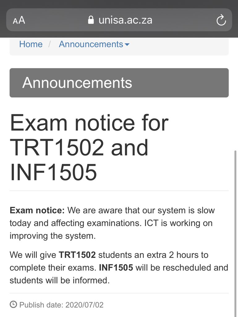 snorbaard's tweet photo. @unisa has posted on the myUnisa page that the INF1505 exam will be rescheduled due to the technical issues and students will be informed. https://t.co/PVOxCDr1nm https://t.co/DFFHa4x42w