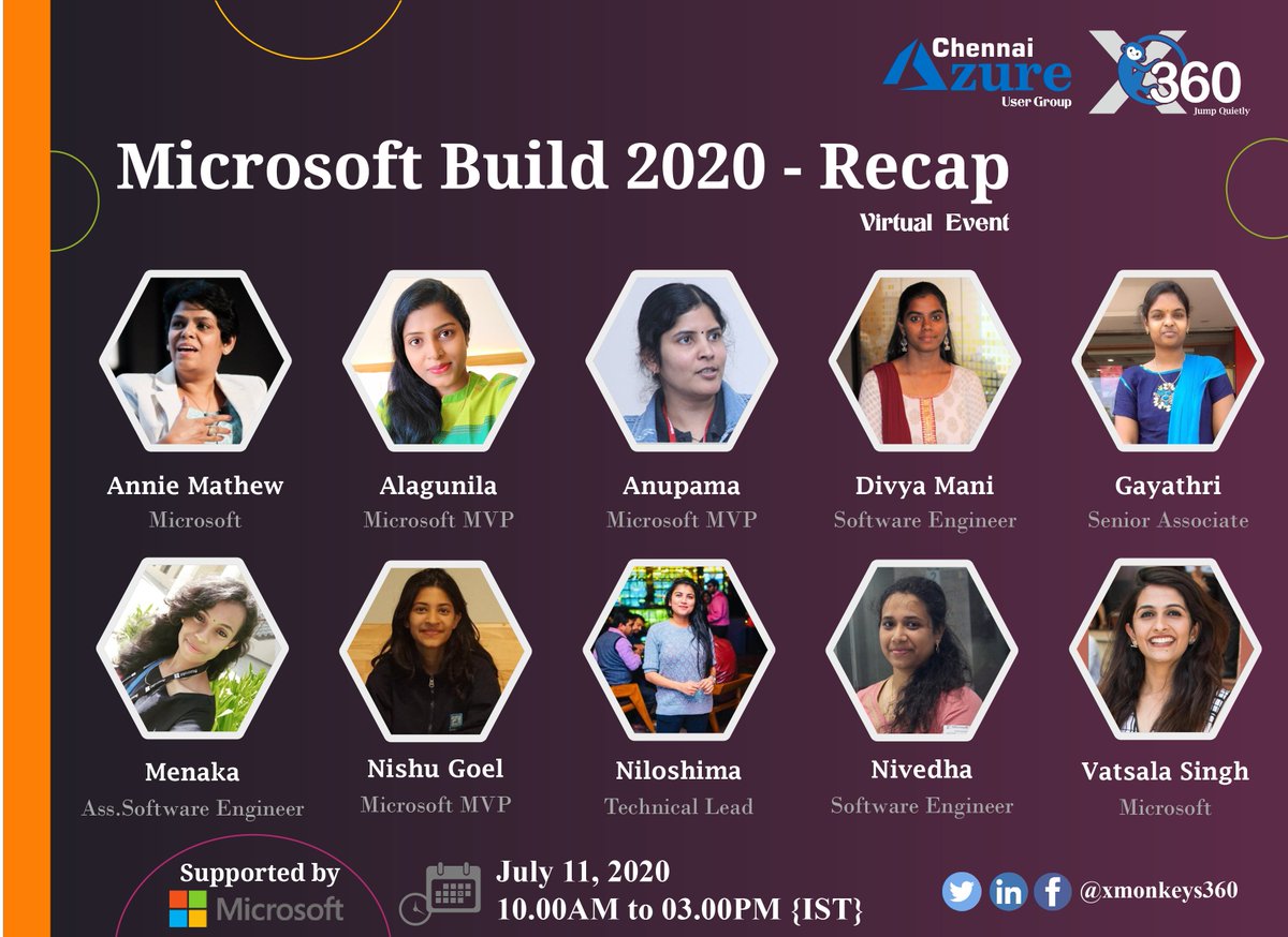 XMonkeys360's tweet photo. Hey Techies... 

Hope everyone are safe 😊

We are delighted to welcome you all to a virtual event "𝑴𝒊𝒄𝒓𝒐𝒔𝒐𝒇𝒕 𝑩𝒖𝒊𝒍𝒅 2020 - 𝑹𝒆𝒄𝒂𝒑" on the 𝟏𝟏𝐭𝐡 𝐨𝐟 𝐉𝐮𝐥𝐲 𝟐𝟎𝟐𝟎.

Please register here: https://t.co/RrgPjqvdIV

@karthik3030 @contactsathish #msbuild2020 https://t.co/uSGwaclvo3