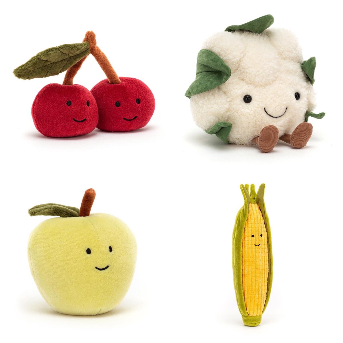 Verse groente &amp; Fruit! Wie maakt me los?
Dré's groenwinkeltje wordt steeds meer uitgebreid. Net besteld en volgende week verkrijgbaar in de winkel en webshop, de nieuwe collectie van JellyCat! 

#trostomaten #kersjes #appel #banaan #mais #bloemkool #groente #fruit #cadeau #gift