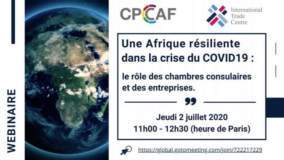 📢Dans une heure

Rejoignez nous ce matin à 11:00 pour un webinar sur « L’Afrique résiliente dans la crise du #COVID19 » organisé par la <a href="/cpccaf/">CPCCAF</a> et ITC.

🔗global.gotomeeting.com/join/722217229