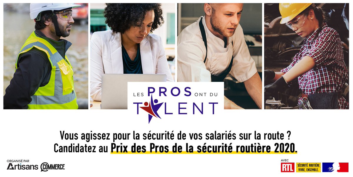 RoutePlusSure's tweet photo. ⏰ Chefs d'entreprise, artisans, commerçants, il vous reste 1⃣0⃣ jours pour candidater au Prix des Pros de la Sécurité routière ➡ https://t.co/hFzx9UwIiL

#LesPros2020 #SécuritéRoutièreAuTravail https://t.co/fk62h77IsZ