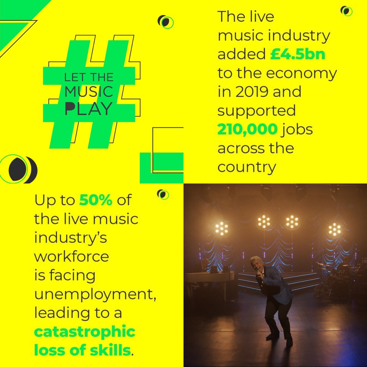 JonathanAnsell's tweet photo. Tragically we are soon to see the complete collapse of the industry that we all love. Can you imagine a life without live entertainment...? I am not sharing this just for the artists and musicians but also the remarkable people who create the shows with us. #LetTheMusicPlay https://t.co/UngpaCP1bq