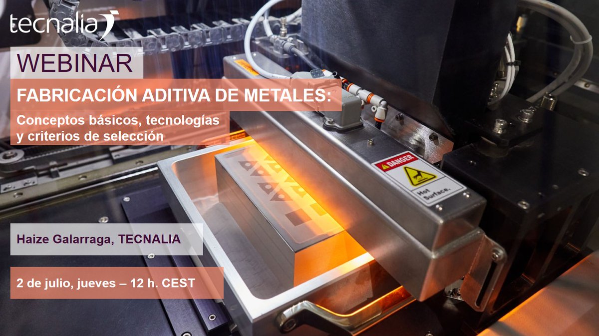 #TECNALIALive #Webinar
#FabricaciónAditiva de #Metales : conceptos básicos, tecnologías y criterios de selección
👉HOY
⏳02 #Julio - 12:00 horas
IMPARTE
🗣Dr. Haize Galarraga – Responsable del ámbito de Fabricación Aditiva
¡Contamos contigo!
bit.ly/2VwhxDp