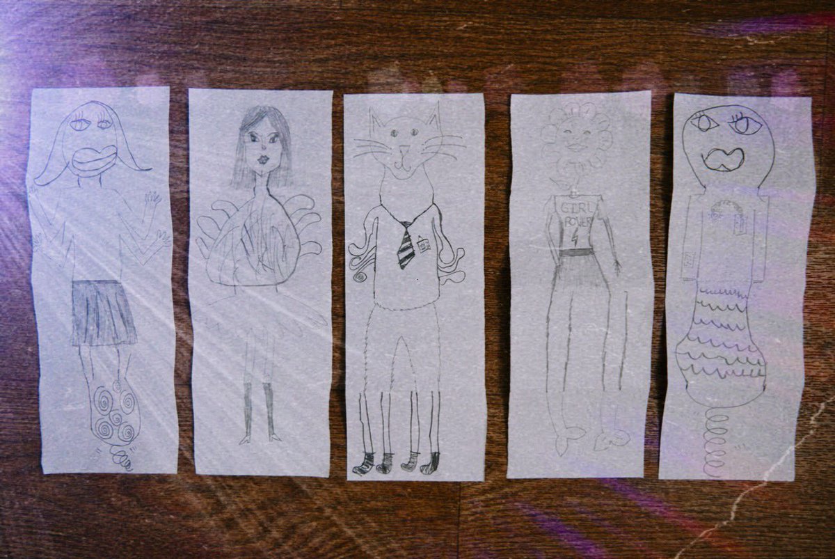 Today is the penultimate contained art challenge... the surrealist art game of The Exquisite Corpse. Play as a group and fold lengths of paper into 4 equal parts. Each person draws a head, then rotate papers between players to draw the bodies, legs then feet. #containedart