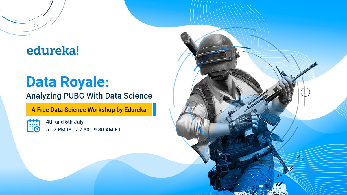edurekaIN's tweet photo. We are hosting a FREE 2 Day online workshop https://t.co/k5IMYMjAdH on 4th &amp; 5th July at 5 - 7 PM IST, where you will master Data Science from home with the help of an industry expert. Includes a LIVE project to analyze #PUBG with #DataScience.

#BigData #AI #Analytics #DS #IT https://t.co/8t3RKaTGDF