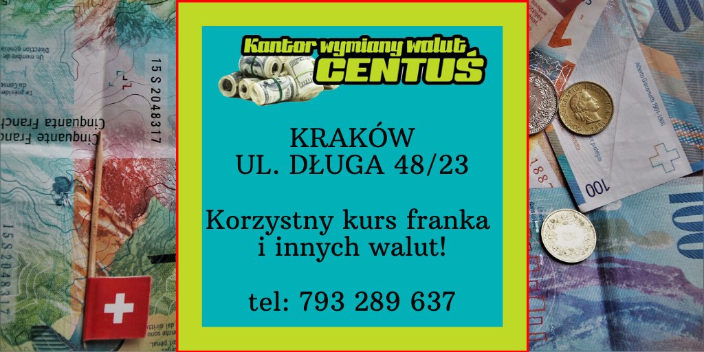 KantorCentus's tweet image. To dobry moment, by sprzedać #oszczędności we frankach i się na tym wzbogacić! Skorzystaj z okazji i dokonaj transakcji na dobrych warunkach w naszym kantorze!
O dokładny #kurs pytaj telefonicznie: 793 289 637
bit.ly/KantorCentus

#chf #kraków #frankszwajcarski #kursfranka