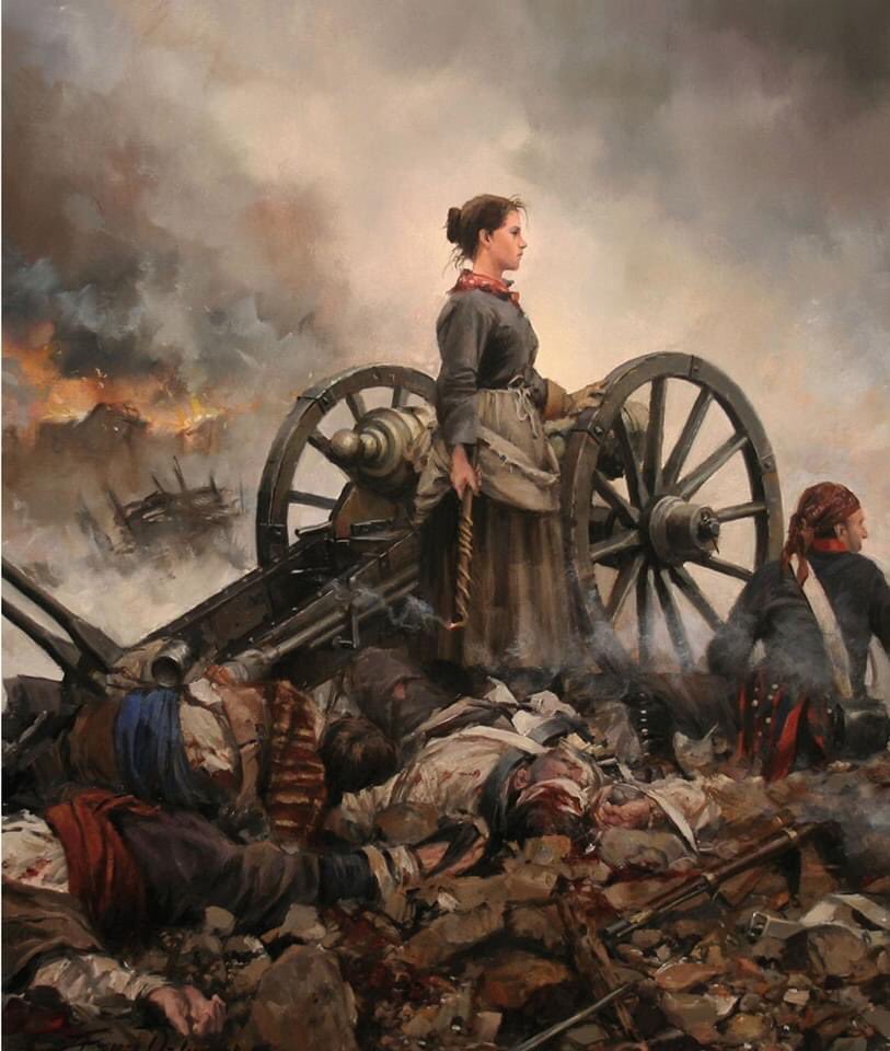 TwitstoriadeEsp's tweet photo. Hace hoy 212 años Agustina de Aragón disparaba el cañon que pararía el asalto francés a la puerta del Portillo en #Zaragoza. A escasos metros de la Iglesia del Portillo podéis visitar el discreto mausoleo a las heroinas de los sitios. https://t.co/9k90cvXr9f