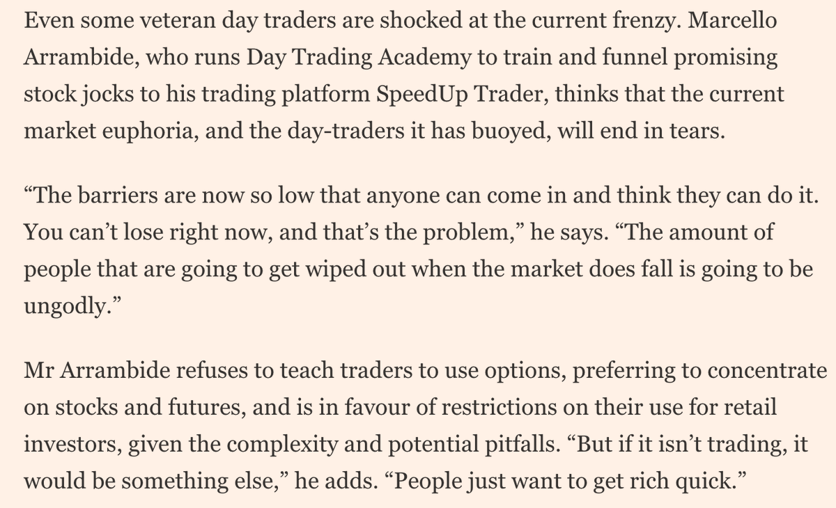 Many will say that this is just the bleating of an ignorant journalist - "Do U even trade dude?!" - and point out retail investors have done pretty damn well lately. Perhaps. But I kinda agree with the below sentiment.