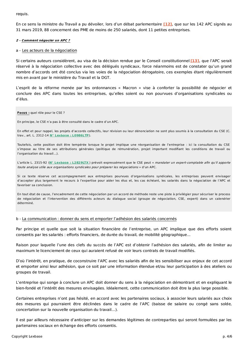 📰 L’APC : le pari gagnant de la négociation collective

Découvrez dans cet article de <a href="/LEXBASE_EDITION/">LEXBASE</a> sociale n°829 du 25 juin 2020, les précisions de Marie Laurence Boulanger, Avocat Associé et Maxence VERVOORT, Avocat <a href="/FromontBriens/">Fromont Briens</a> sur l’accord de performance collective