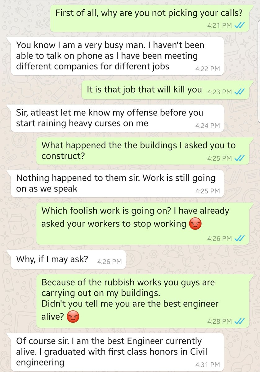 This conversation between this man and his engineer will crack your ribs Check the thread for the complete part 