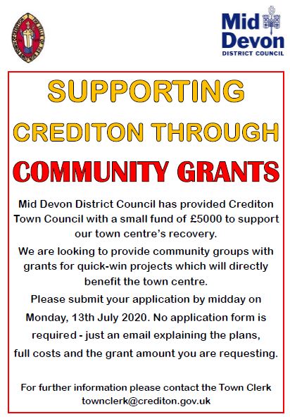 Community grants available to support the recovery of our town centre #COVIDー19 #supportlocal @CreditonCourier