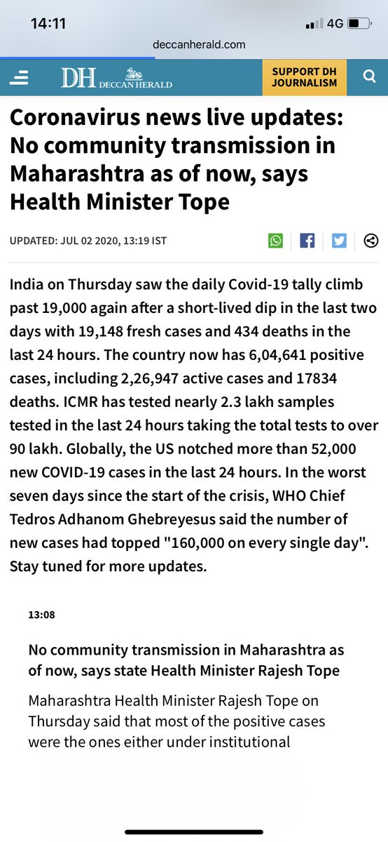 Bole toh almost 2lakh people are contact of each other ... 😂😂😂😂please share the stuff you smoking bro :-) #communityspread #COVID19 #indianpolitics #ministerspressbriefing